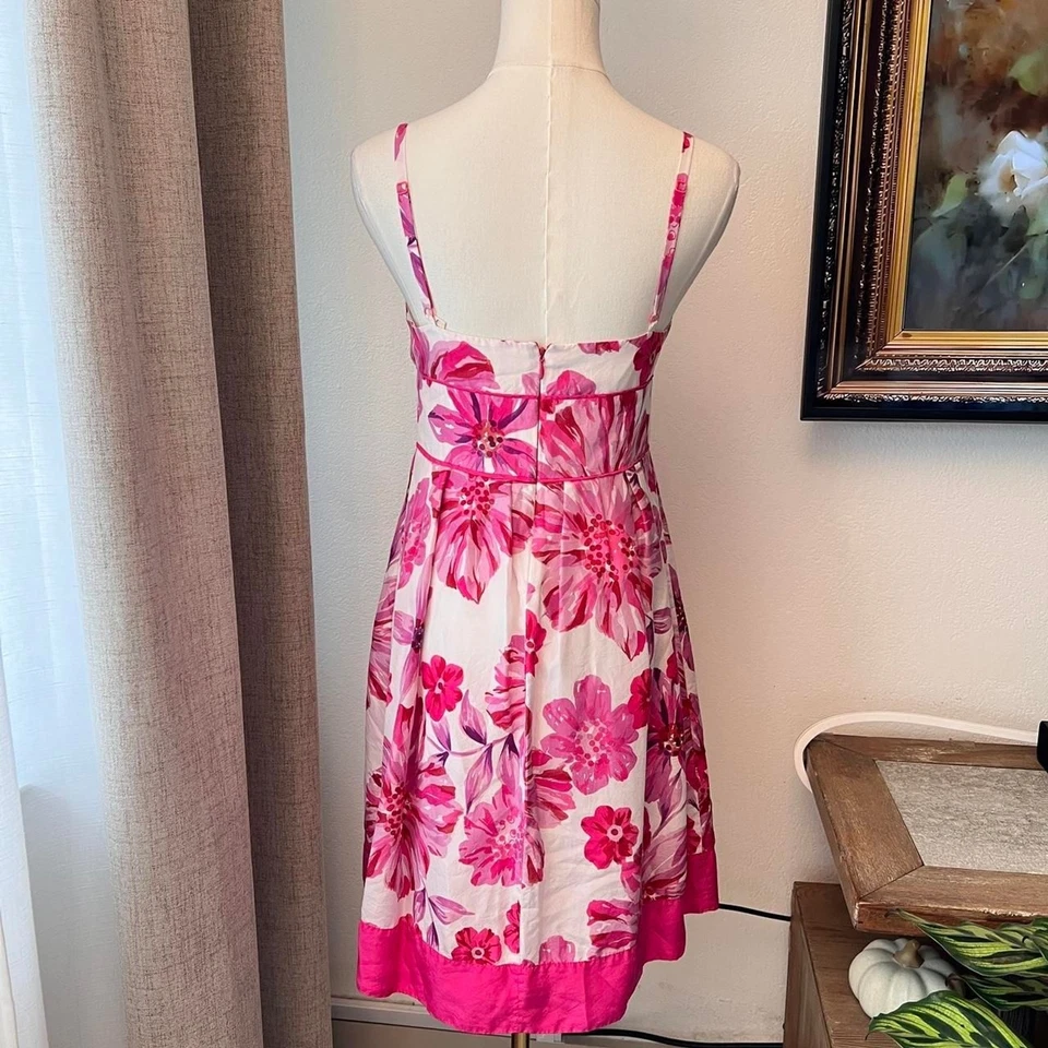 Vestido Vintage Guess 100% Seda Rosa Floral Cintura Imperio - Talla XS Foto 4 de 4