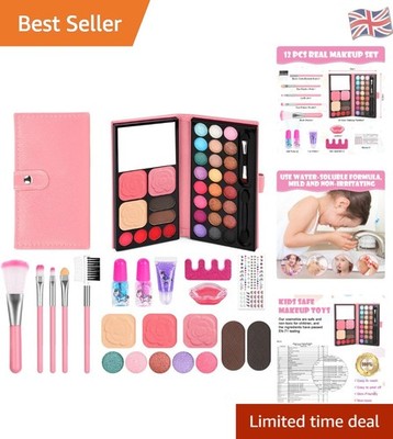 Elegantes rosa 12-teiliges Kinder Make-up Set - ungiftig, perfekt für kleine Prinzessinnen