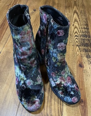 Gorgeous Limelight Monique Velvet Fairy Ankle Boots, Size 8, Black/Purple Floral