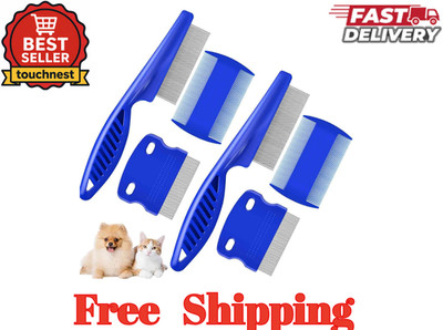 6 Pack Dog Grooming Comb, Pet Flea Lice Stainless Steel Cat Combs with Rounded T