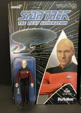 Super 7 ReAction Star Trek The Next Generation Capt. 3.75" inch Figure UNPUNCHED