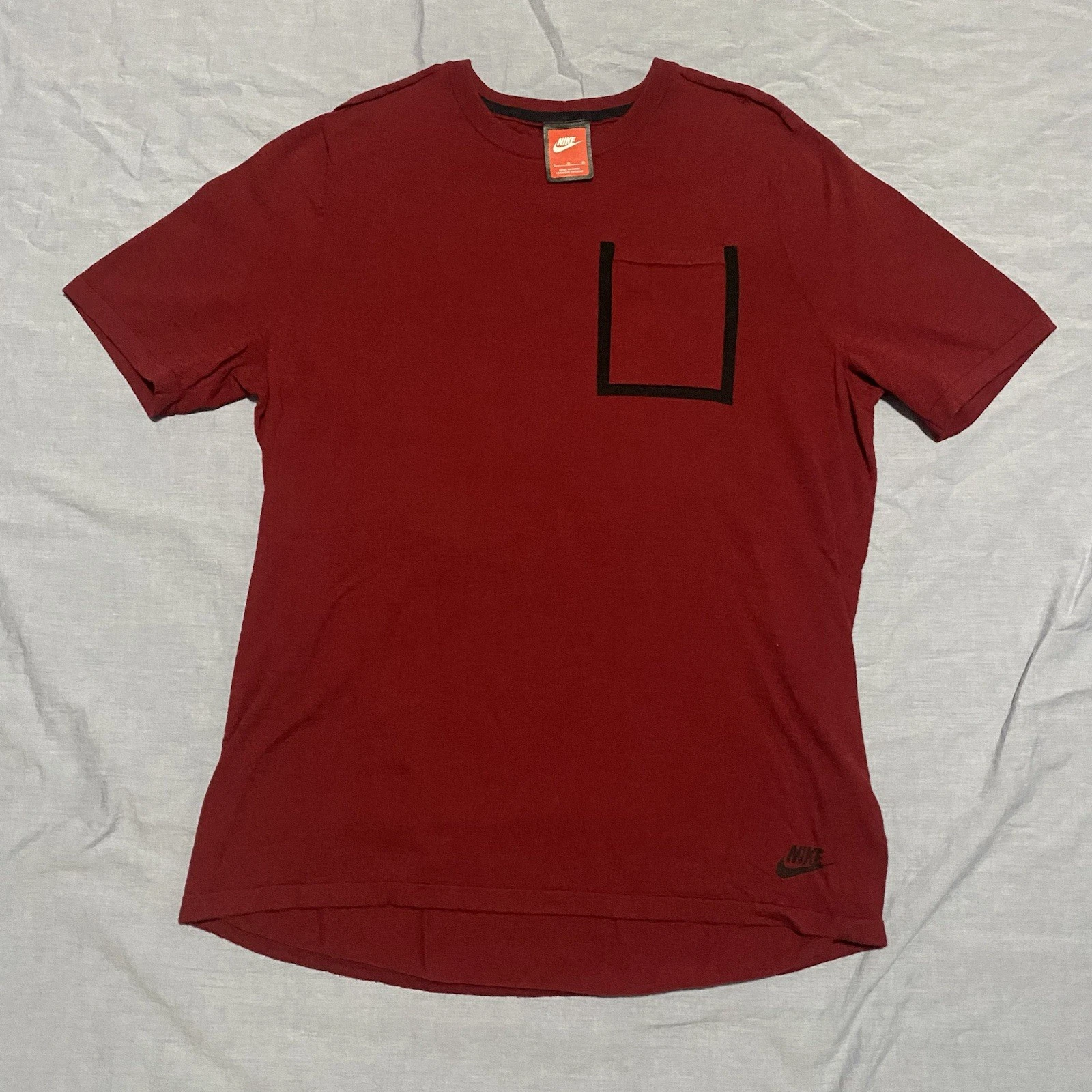 Nike Tech T Shirt Mens Large Maroon Red Knit Pocket Tee Athletic Hypermesh Gym