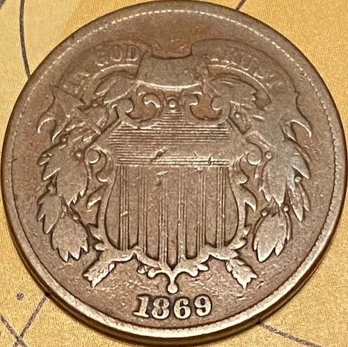 1869-P Two Cent Piece — photo from the most recent tracked eBay sale