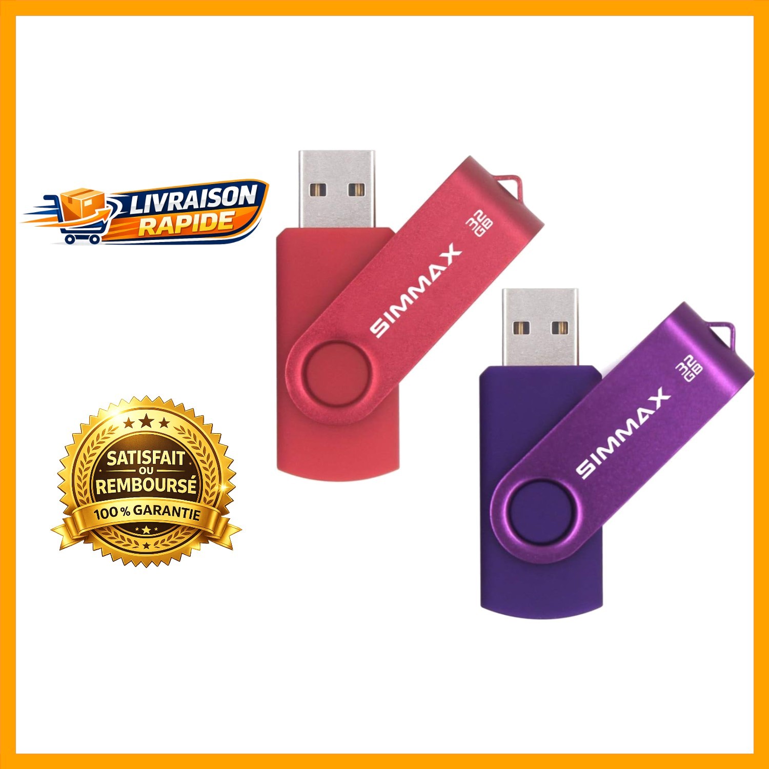Clé USB 32 Go pivotante noire antichoc pour sécuriser vos fichiers professionnels