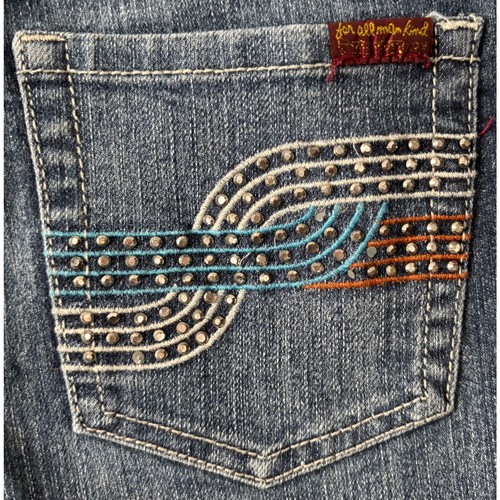 7 For All Mankind A Pocket Flared Medium Wash 29 Embellished Pockets Jeans - Picture 4 of 4