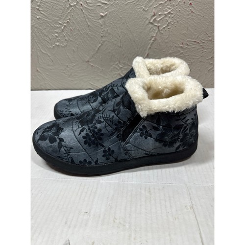 Zapatilla deportiva de invierno Yes We Vibe gris Sophie floral sin cordones para mujer talla 8,5 - Imagen 2 de 6