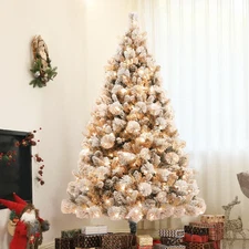 HOMCOM 6.5 Ft Pre-Lit Artificial Christmas Tree With 350 Clear Lights And 1107 T