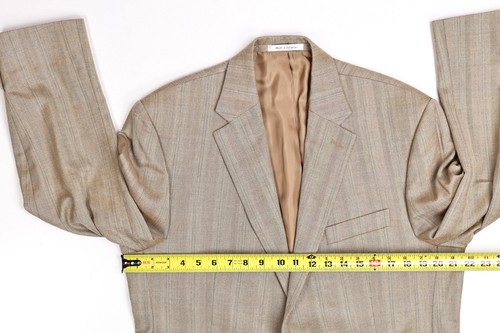 Lauren Ralph Lauren Beige Herringbone Stripe Silk/Wool Blazer Jacket 42R - Picture 10 of 13