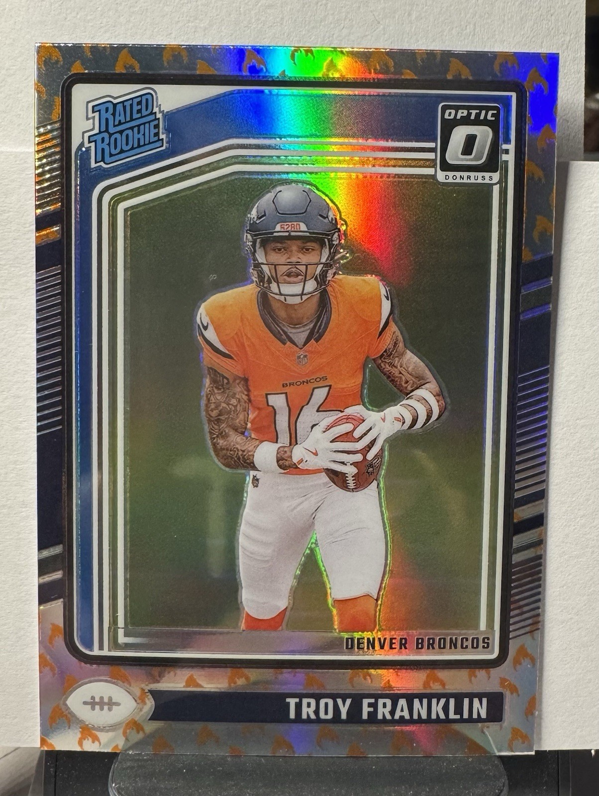 Troy Franklin 2024 Donruss Optic Fire Emoji SSP #294 Rc Denver Broncos