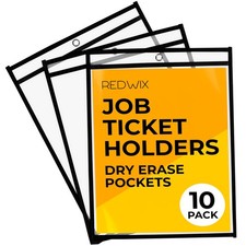10 Pack Job Ticket Holders, Plastic Sleeves for Paper 8.5x11 inch, Clear Dry ...