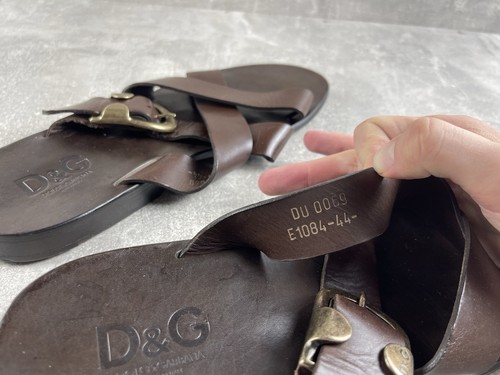 D&G Dolce & Gabbana Vintage 00s Brown Leather Buckle Sandals Size 44 Made in IT - Bild 8 von 12