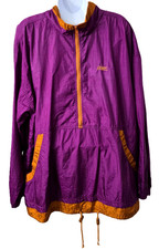 Vintage Colorblock Pullover Windbreaker Jacket L Pocket Purple Orange 80s 90s