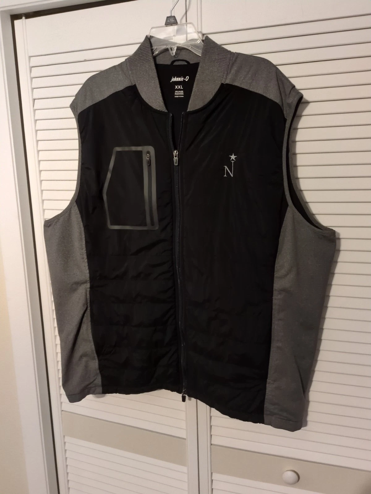 Johnnie-O XXL Duffy Puffer Vest Black Grey Pocket Golf Sport