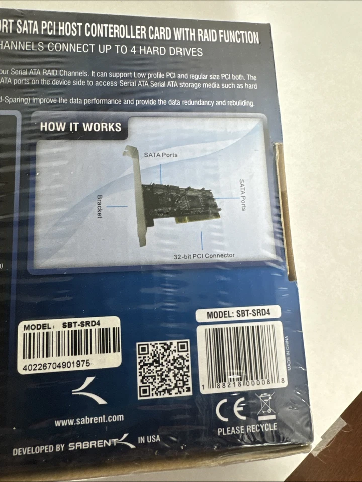 Sabrent 4 port sata pci host controller card with raid function new - Image 4 of 4