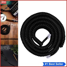 Coiled Telephone Cord RJ11 25 Feet Black Handset Cord for Landline Phone Home