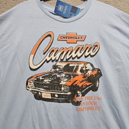Chevy Camaro Official GM Blue "See The USA In Your Chevrolet" T Shirt Size XL - Picture 2 of 6