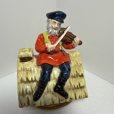 #ad #ad Vintage Fiddler On The Roof Ceramic Figurine Wind Up Music Box Tested Works $18.00