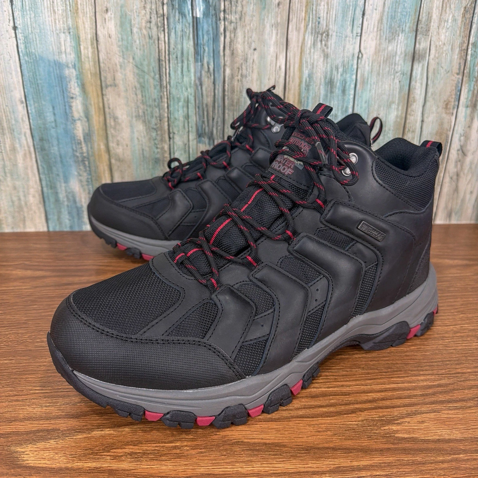 Skechers Mens 10 Selmen Relodge Hiking Boots 204076 Black Waterproof Relaxed Fit