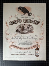 Vintage 1947 Old Crow Whiskey Print advertisement