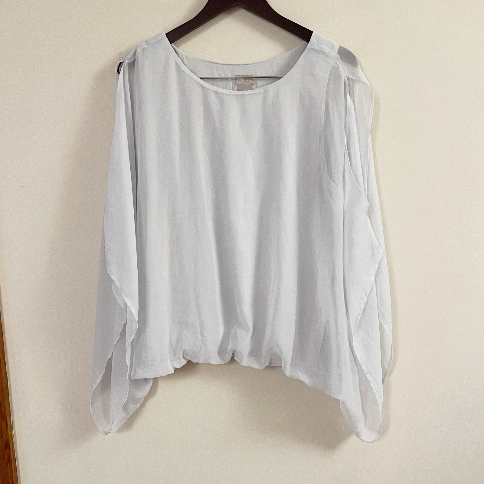 Chico’s Light Blue/Gray Poncho Chiffon Kimono Top Size 3 (16/18)