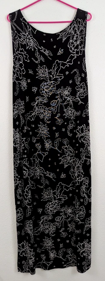 Chico's путешественников sz 3 длиной макси платье черный белый цветочный slinky без рукавов 0370 - Изображение 4 из 4