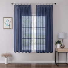 Set of 2 H137 x W140cm Royal Blue Short Curtains for Rail System Rail Ga...