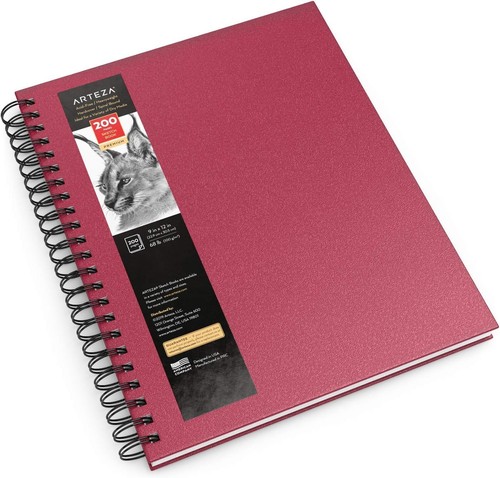 ARTEZA Spiral Sketch Book 9x12 Drawing Pad 100 Sheets 1 pack, Pink - Picture 5 of 5