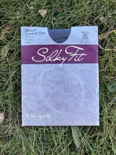 BILL BLASS Silky Fit Pantyhose Sandalfoot Control Top Navy Queen