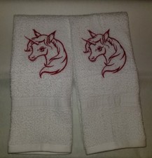 PERSONALIZE MAGICAL UNICORN HORSE EMBROIDERED WHITE BATH HAND TOWEL SET GYM