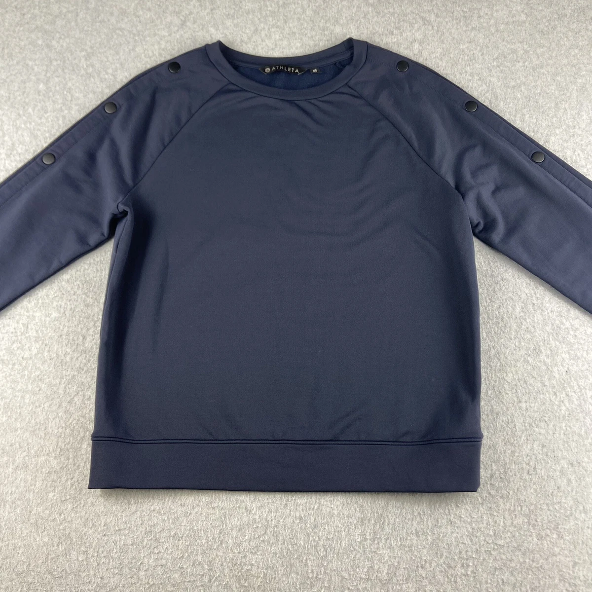 Athleta Snappy Sweatshirt Womens XS Navy Blue Relaxed Athletic
