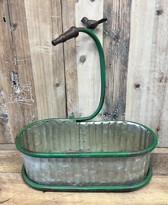 Galvanized Metal Ribbed Hose Oval Planter/Pot 13'' x 12''