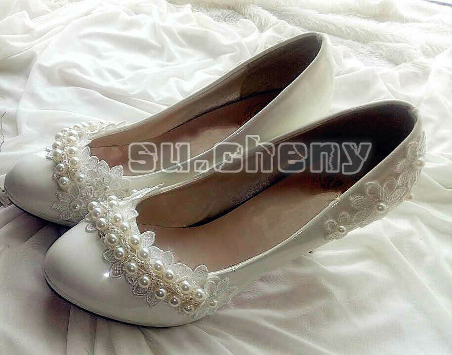 su.cheny White lace satin strap pearl flats Columbus Mall Weddi Tulsa Mall low heels high