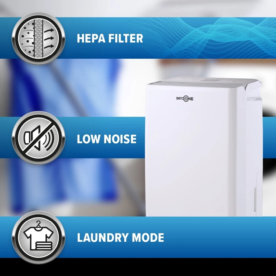 Dryzone Dehumidifier & HEPA Air Purifier for Home Energy-Efficient Low Noise 12L - Image 4 of 4