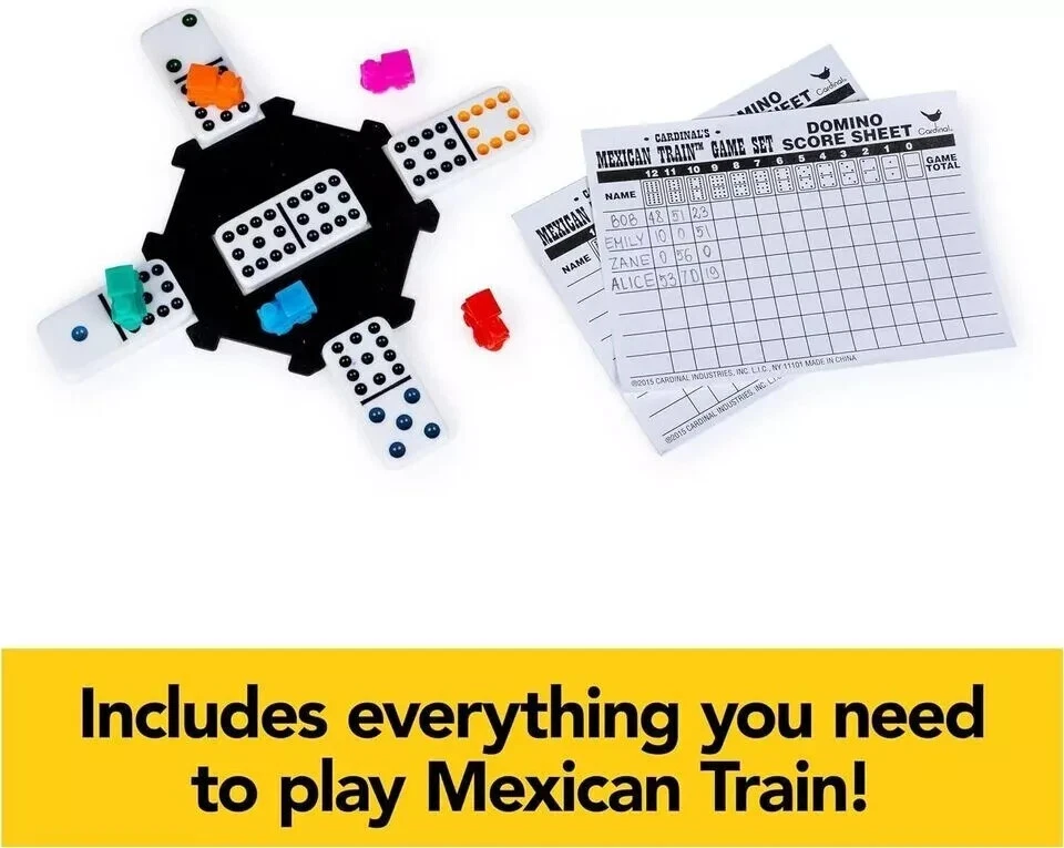 Divertido juego de dominó tren mexicano doble 12 industrias cardinales con estuche de aluminio Foto 4 de 4