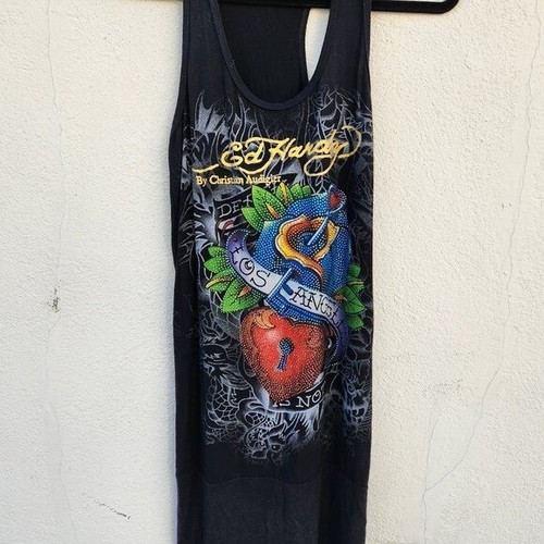 Vintage RARE Y2K Ed Hardy Women "Death is Certain Life is Not" Tank Dress Small - Picture 5 of 9