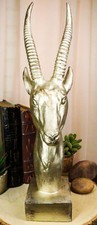 Ebros Golden African Gazelle Antelope Bust Head Sculpture with Trophy Base 16" T