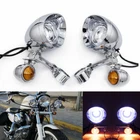 Motorcycle Chrome LED Passing Driving Spot Fog Lamp Turn Signal Light For Harley