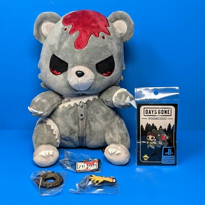 Days Gone Zombie Rager Teddie Bear Plush Figure w/ Pouch, 3 Charms & Deacon Pin