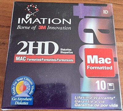 IMATION 2HD Disketten, 10 Stück, eingeschweißt, NEU, OVP. MAC Formatted