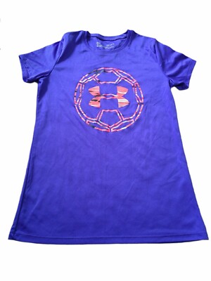 Under Armour Girls Size Small YLG T-Shirt Soccer Loose Fit Heat