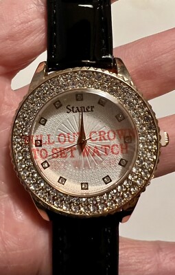 Stauer Women’s Gold Tone Chronograph Watch Rhinestone Bezel Quartz Date New Beautiful Stauer Sirene 28342 With Rose Gold Case  main image 3