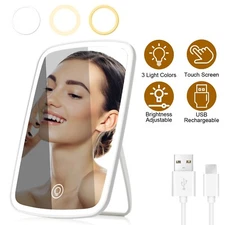 USB Rechargeable Lighted Makeup Mirror LED Vanity Mirror Dimmable Touch Sensor