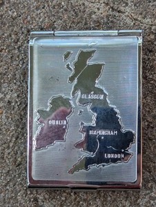 VINTAGE MAP OF ENGLAND SOUVENIR METAL MATCHBOOK COVER