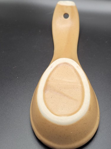 Cucchiaio a riposo in ceramica vintage marrone chiaro con fiori dipinto a mano senza marchio - Foto 7 di 9