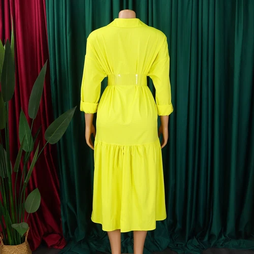 Women's Elegant Lapel Maxi Long Dress Casual Fashion Solid Shirt Club Dress - Bild 10 von 35