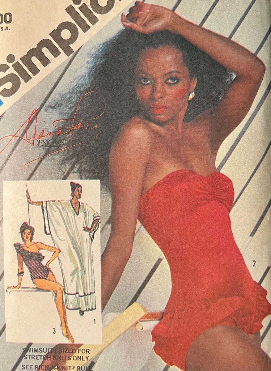 VTG Diana Ross for Simplicity 5874 Swimsuit & Caftan Pattern Sz 10