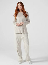 Cozee Home Stretch Velour Embossed Pyjamas Grey Size Medium