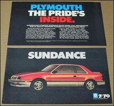 1988 Plymouth Sundance Print Ad 1987 Car Automobile Advertisement Vintage