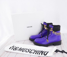 EUC MOSCHiNO X H&M PURPLE COMBAT BOOTS w/ GOLD ANKLET BRACELET CHAiN EU/38 US/7