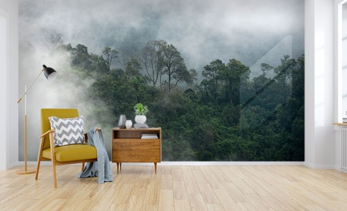 3D Mount Green Trees Mist Sky 291 Wallpaper Mural Wallpaper UK Jenny - Picture 2 of 6